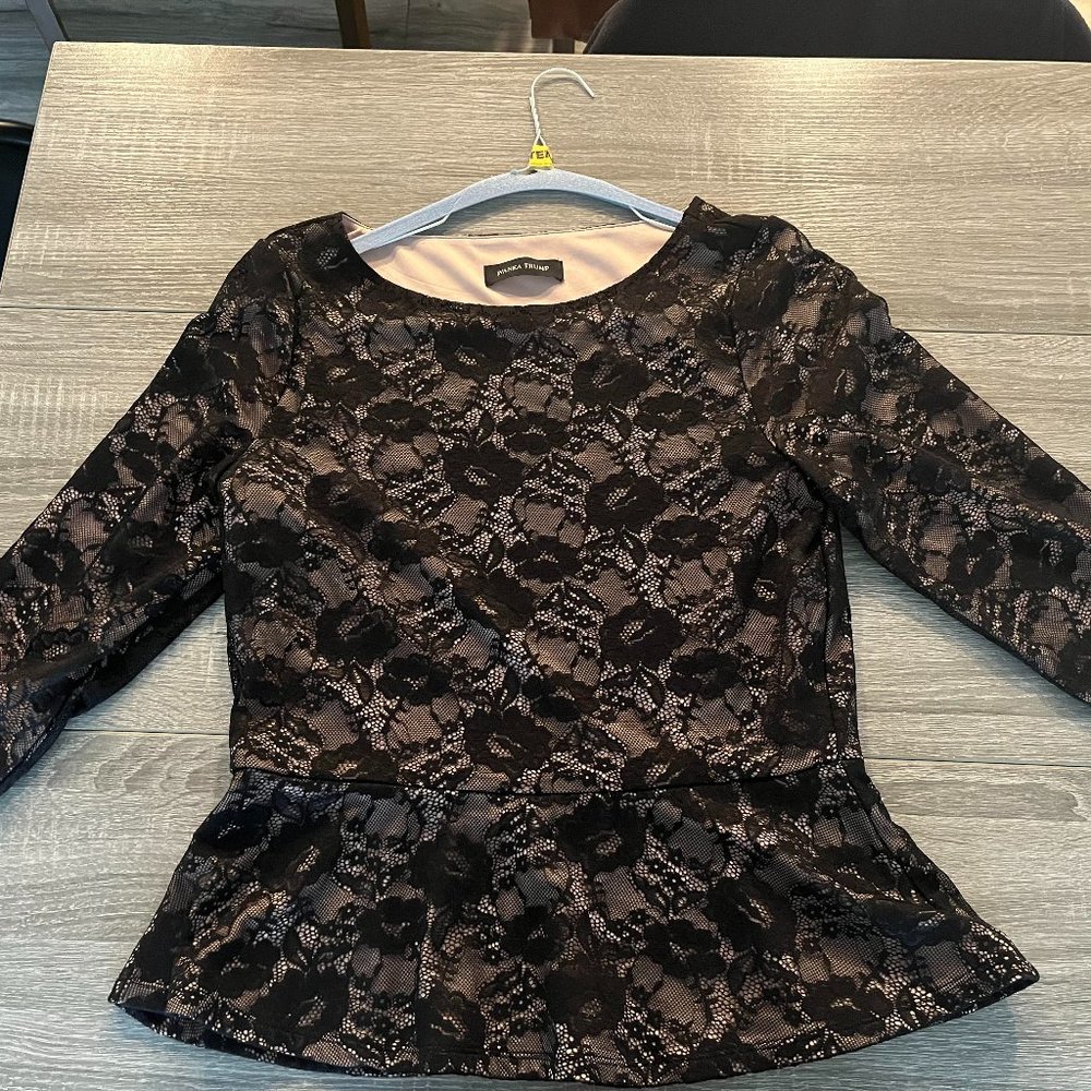 Ivanka Trump Lace Peplum Top - Size Medium